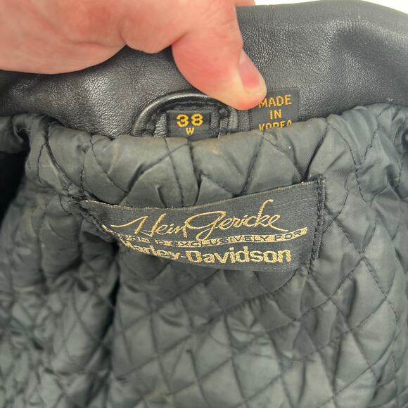 VTG 80s women's leather Hein Gericke HARLEY DAVIDSON Motorcycle Biker Jacket 38 - Picture 4 of 16